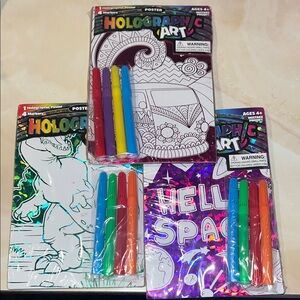NWT 3pc Holographic Art with marker sets